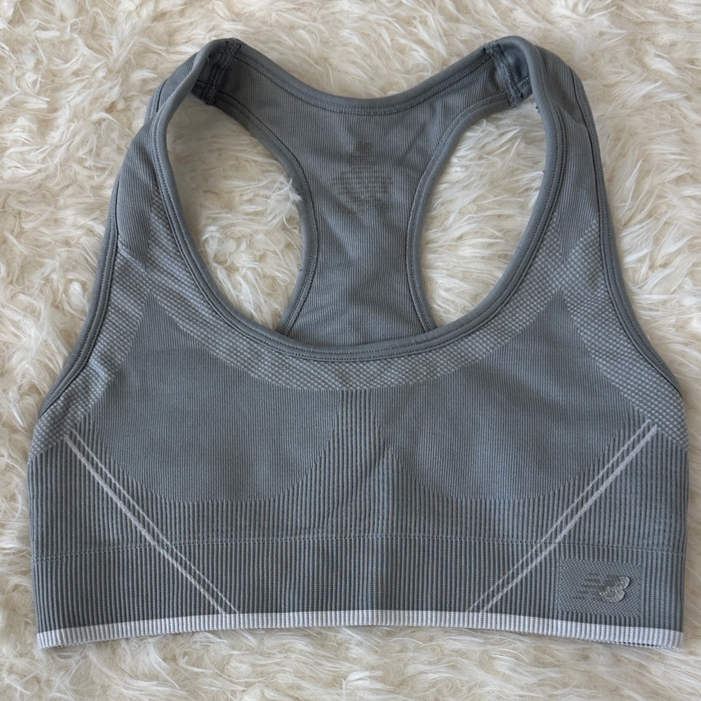 New Balance Gray Ribbed Sports Bra